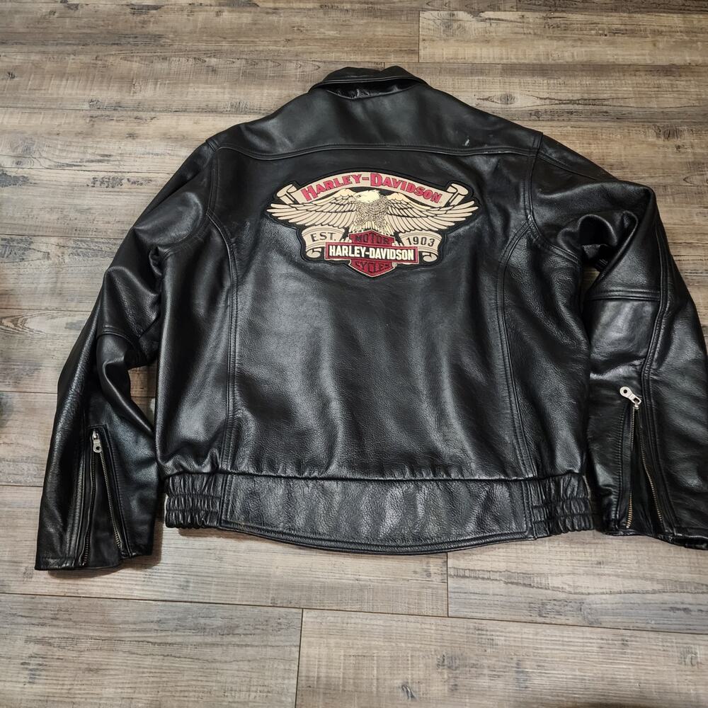 Harley Davidson Jacket Men XL cleaned & conditioned couple paint spots see pics